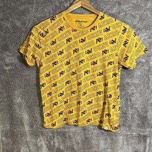 Aeropostale Mens Crewneck T-shirt XL Yellow Black Logo